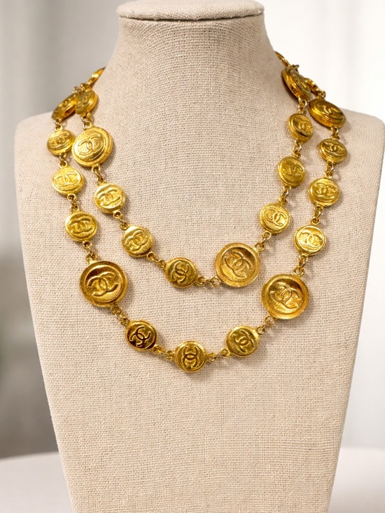 CHANEL Jewelry - Sold x CHANEL Coin Long Necklace Vintage 24k plated